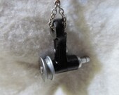Black Necklace. Steampunk 1937 Singer 201 Sewing Machine Bobbin Winder holder thingamajig, Unique Gift