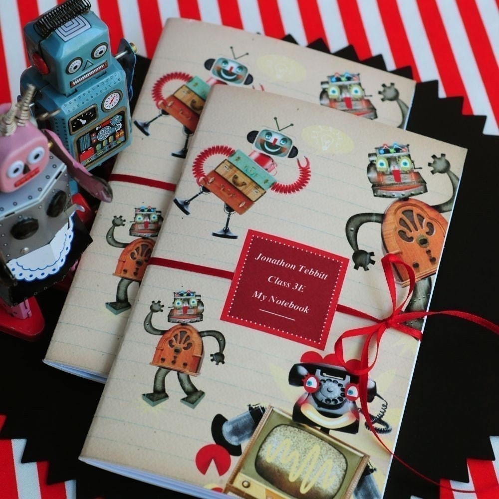 Rascally Robots at School - printable booklet, bookplate, bookmark and bag tag