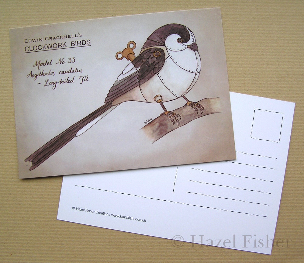 Clockwork Bird - Long-tailed Tit - Postcard print