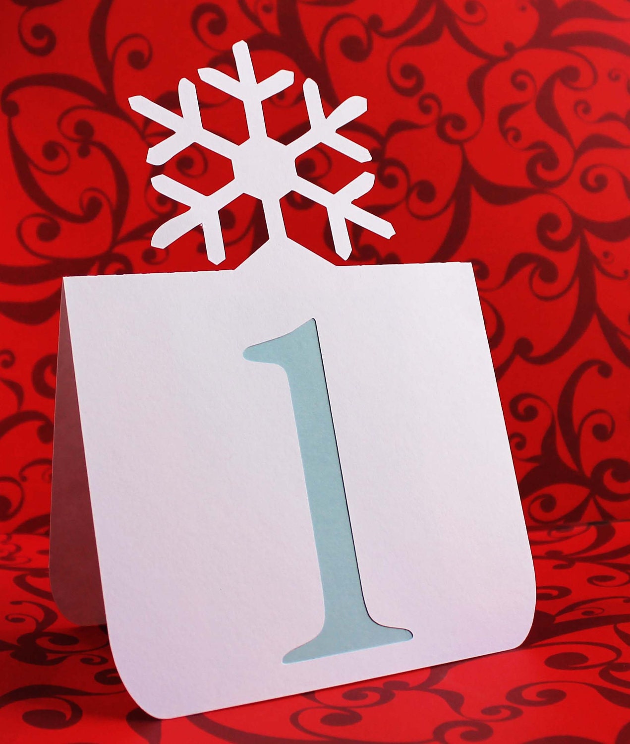 Wedding Table Numbers with Snowflake Accent 1 to 25