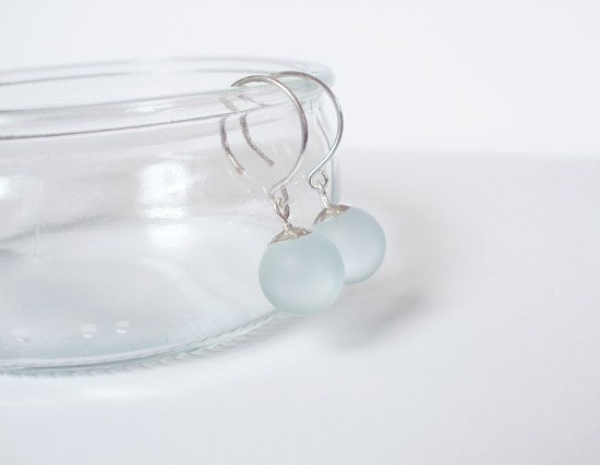 sterling silver frosted glass earrings (limited edition)