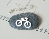 sterling silver holiday bicycle necklace, handmade in UK