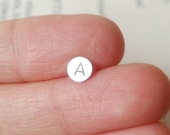 Your tiny inital earring studs in sterling silver, handmade in the UK