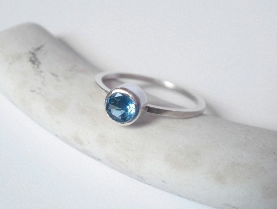 London Blue Topaz and Sterling Stacker or Solitaire Ring