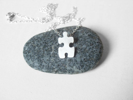 sterling silver jigsaw puzzle necklace version No.2, handmade in England