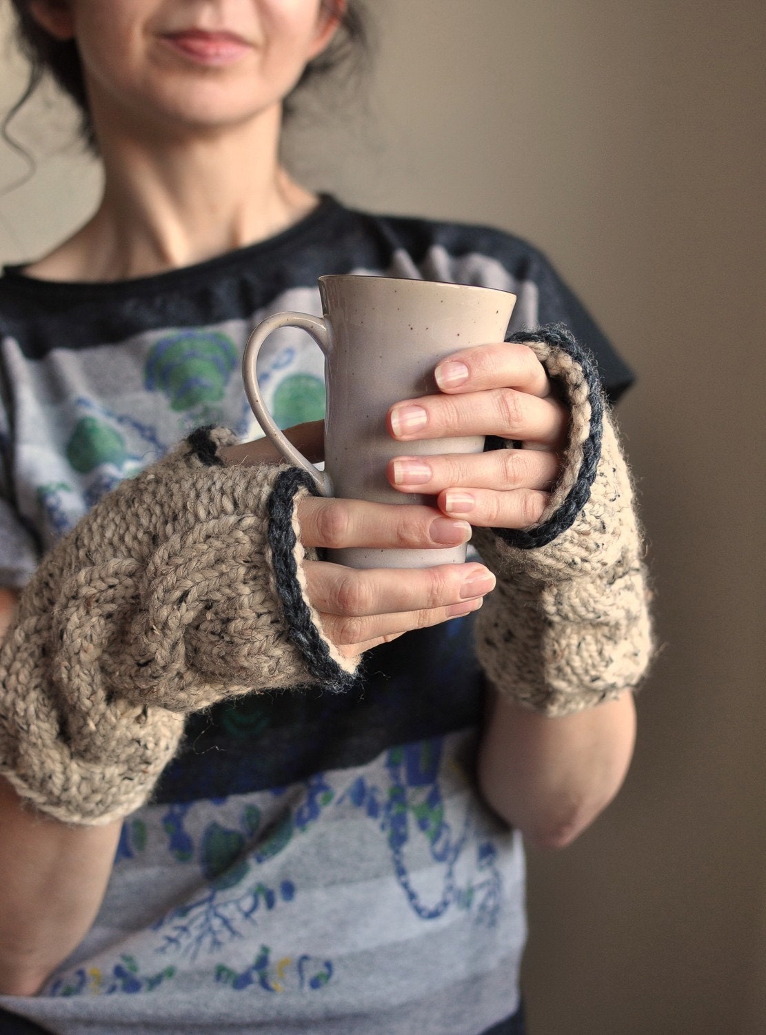 Freezebaby Mittens - super chunky handknit cable fingerless gloves / mittens MADE TO ORDER in 18 colors Gift under 50