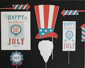Photo Booth Props. Vintage 4th of July Photobooth Props. Photo Props. Fourth of July Decorations