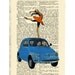 Ballet Dancer Original Painting - Fiat 500 Car Art Mixed Media- Paper Vintage Dictionary made in italy