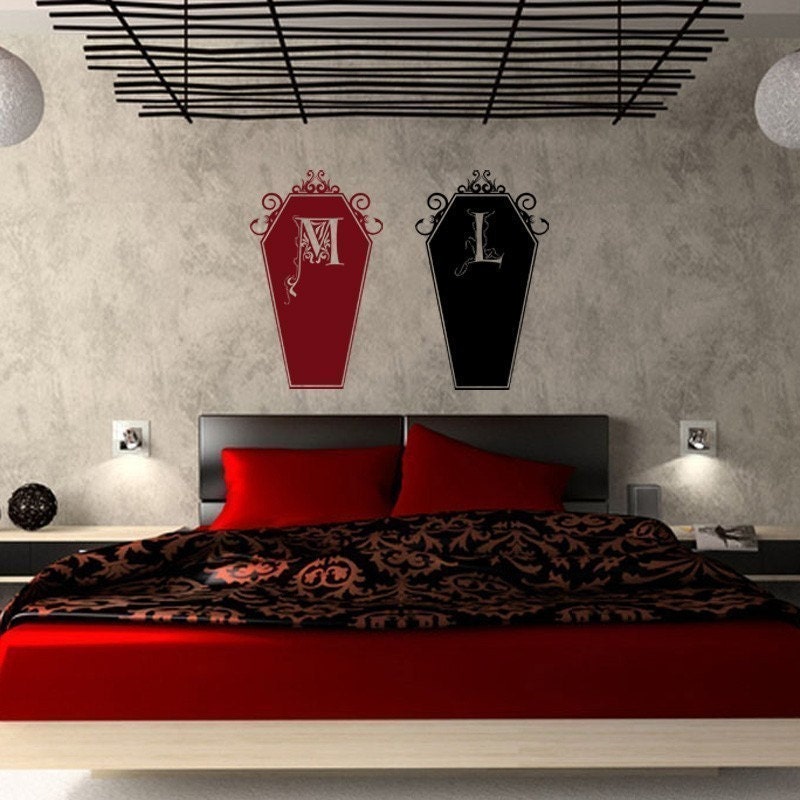 Eternal Love His/Hers Coffin Set/Custom Monogram Valentine Vinyl Wall Art-Coose Any Color and Font