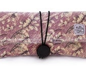 Button Clutch - Brush stroke leaves vintage fabric