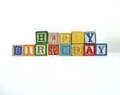 Personalized Kids Birthday Blocks Childrens Party Supplies - Birth Date, Names & Words - Bright, Happy Wooden Letters and Illustrations