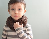Sale - Kids Mini Unisex Crochet Cowl - Circle Scarf in Brown Tweed - Ready to Ship