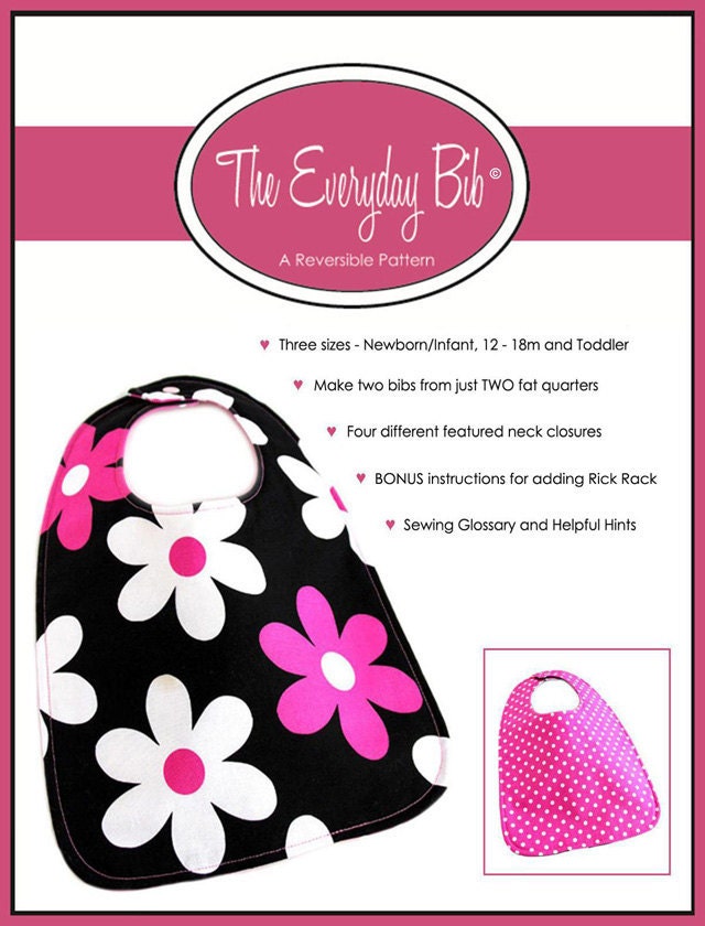 INSTANT Download - The Everyday Bib - PDF Sewing Pattern with BONUS Instructions for adding Rick Rack