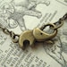 Baby Elephant Necklace Tiny Antiqued Brass Bronze Rustic Finish Fashion Jewelry Clasp Trunk Up For Good Luck