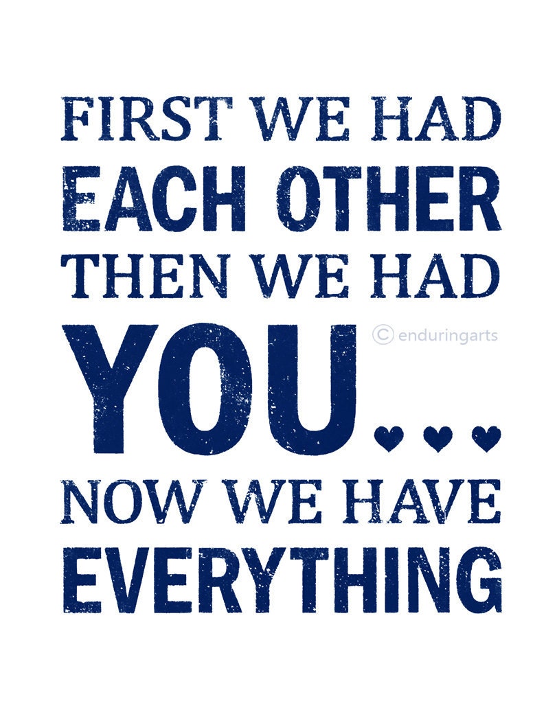 Nursery Decor First we had each other word art print in navy blue