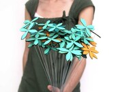 spring flowers vase filler - set of TWELVE flowers - choose from aqua, chartreuse, red, tangerine