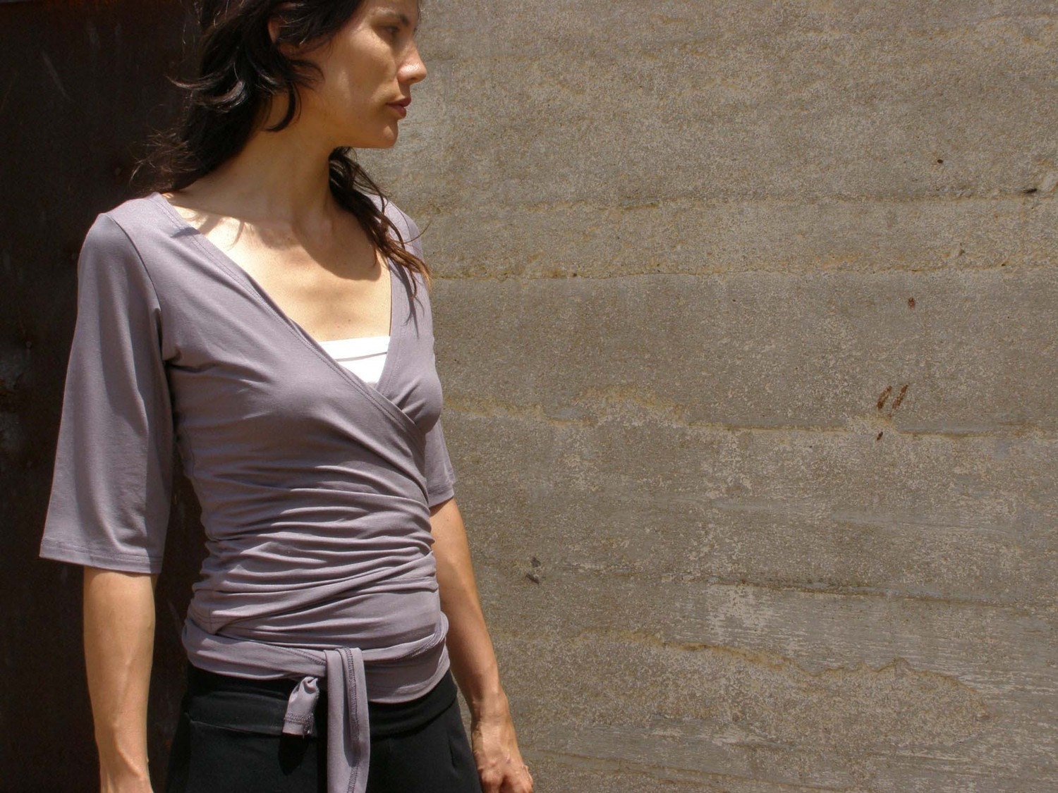 Womens top-Convertible Wrap top for women -SNUGGLE UP TOP/ four ways wrap top long/midi or short sleeves-Womens clothing