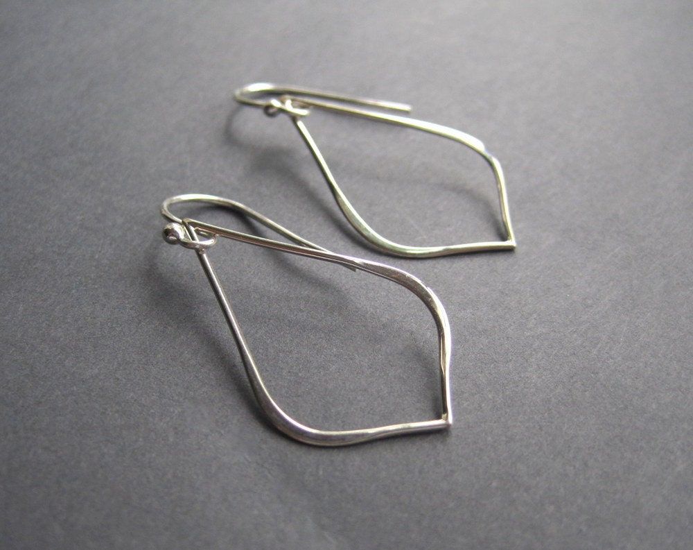 Sterling Silver Earrings - Teardrop Earrings  - Hoop Earrings - Minimal