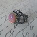 Harlequin Opal Ring-Sterling silver ox fire opal ring, fire opal filigree ring,silver opal ring--LAST ONE