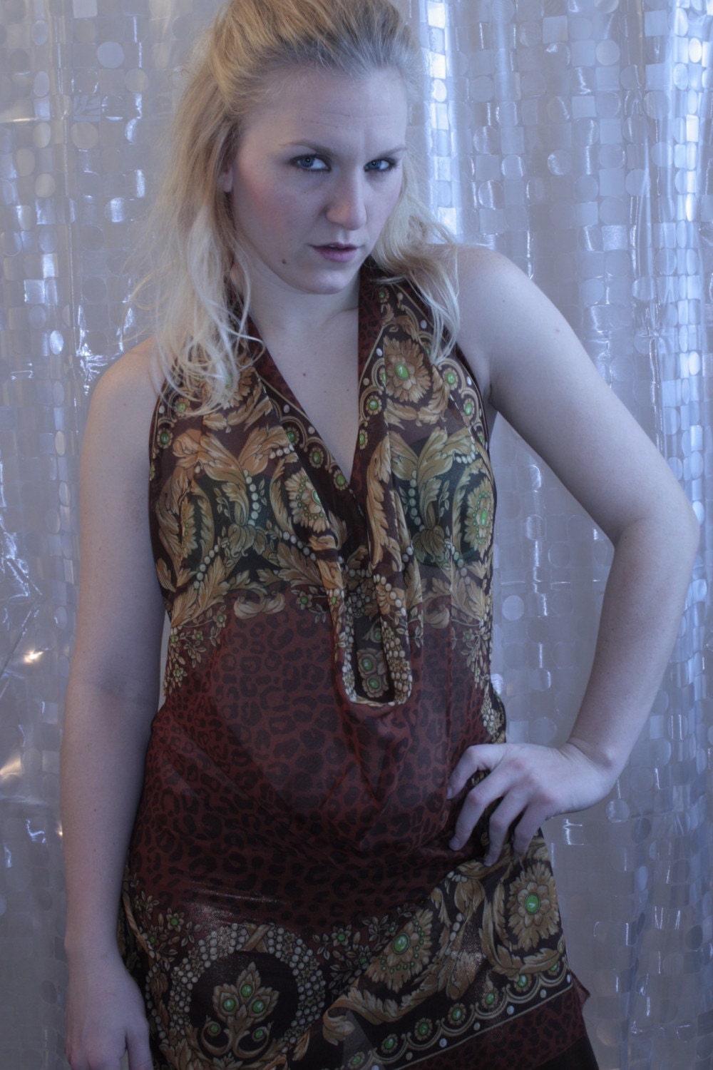SALE  Josie's high class safari up cycle scarf top  org 49