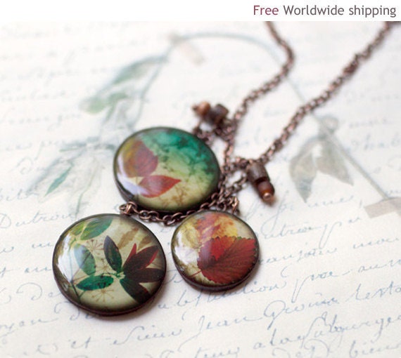Autumn leaf necklace - Autumn jewelry - Boho (BN008)