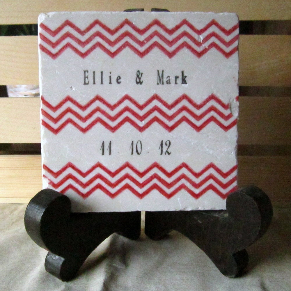 Personalized Chevron Trivet, Red