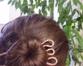 Metal Hair Fork - Copper Zigzag, hair pin, hair stick