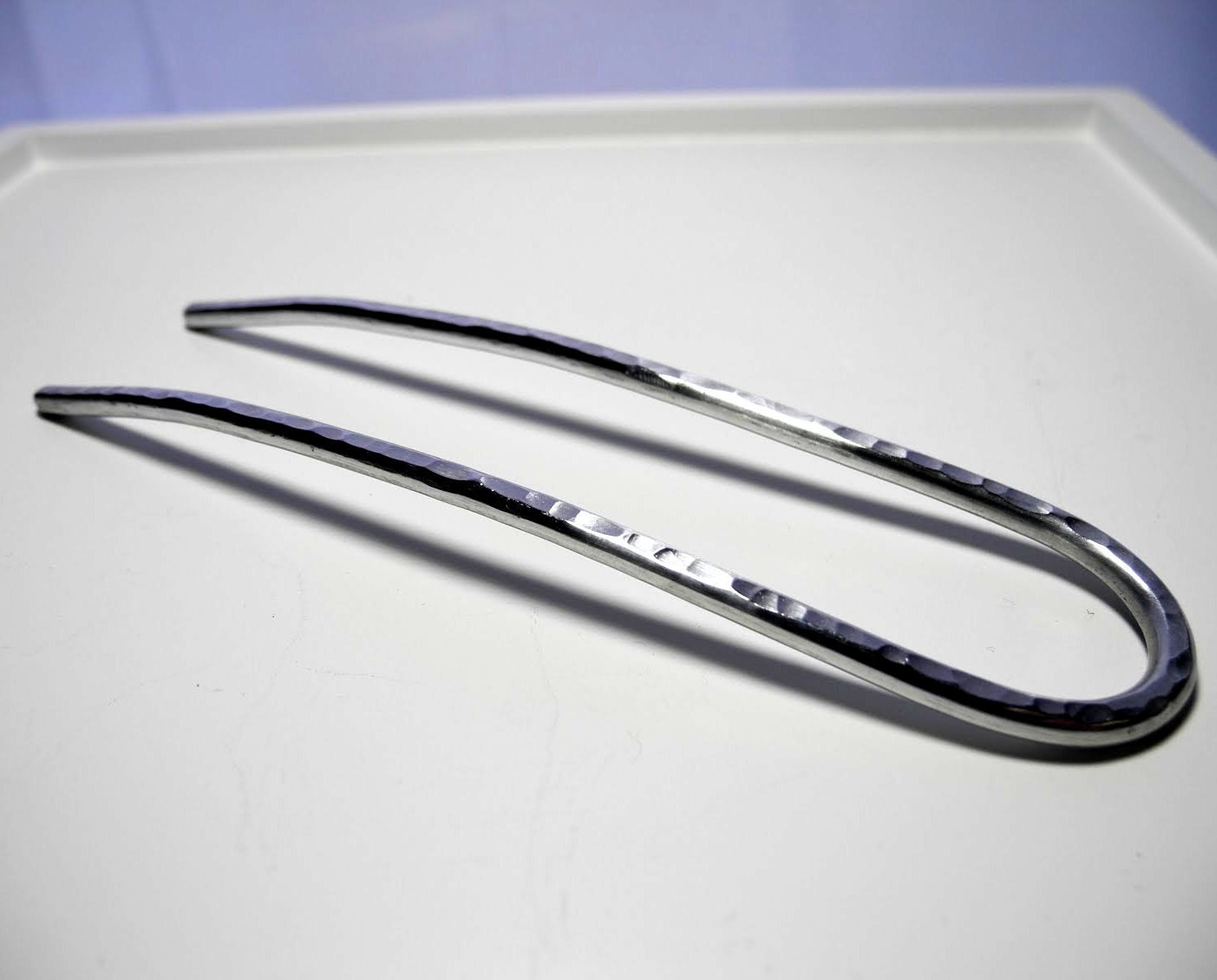 Metal Hair Fork Slim - Aluminum, silver tone hair pin, hair stick