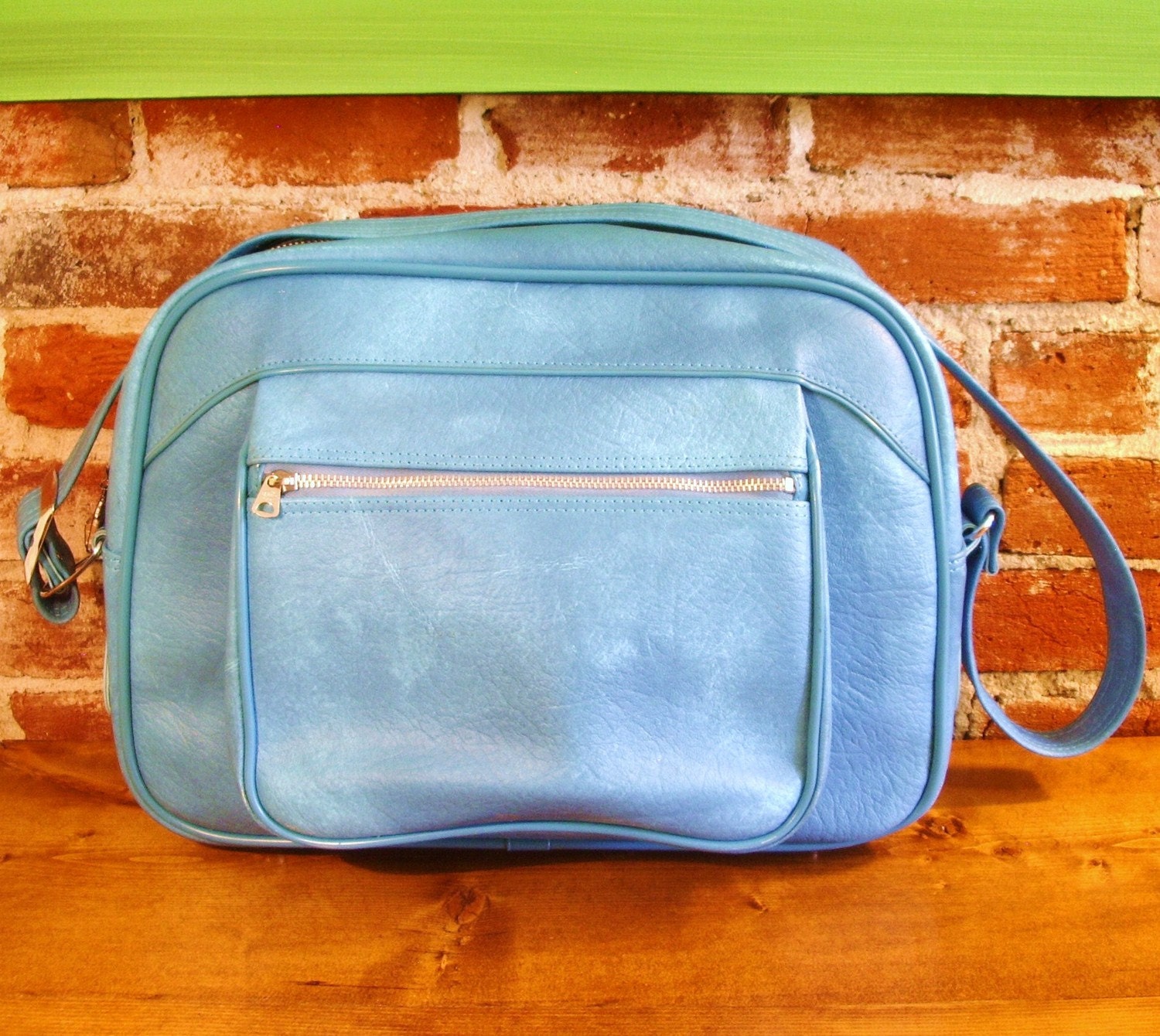 Let's Hit the Road Jill- Vintage Aqua Blue World Travel Bag
