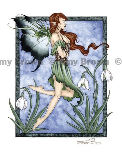 January Snow Drops 8.5x11 fairy PRINT by Amy Brown