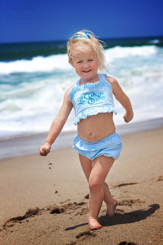 Toddler Seersucker Bikini Bathing Suit - Sizes 12mos - 4T