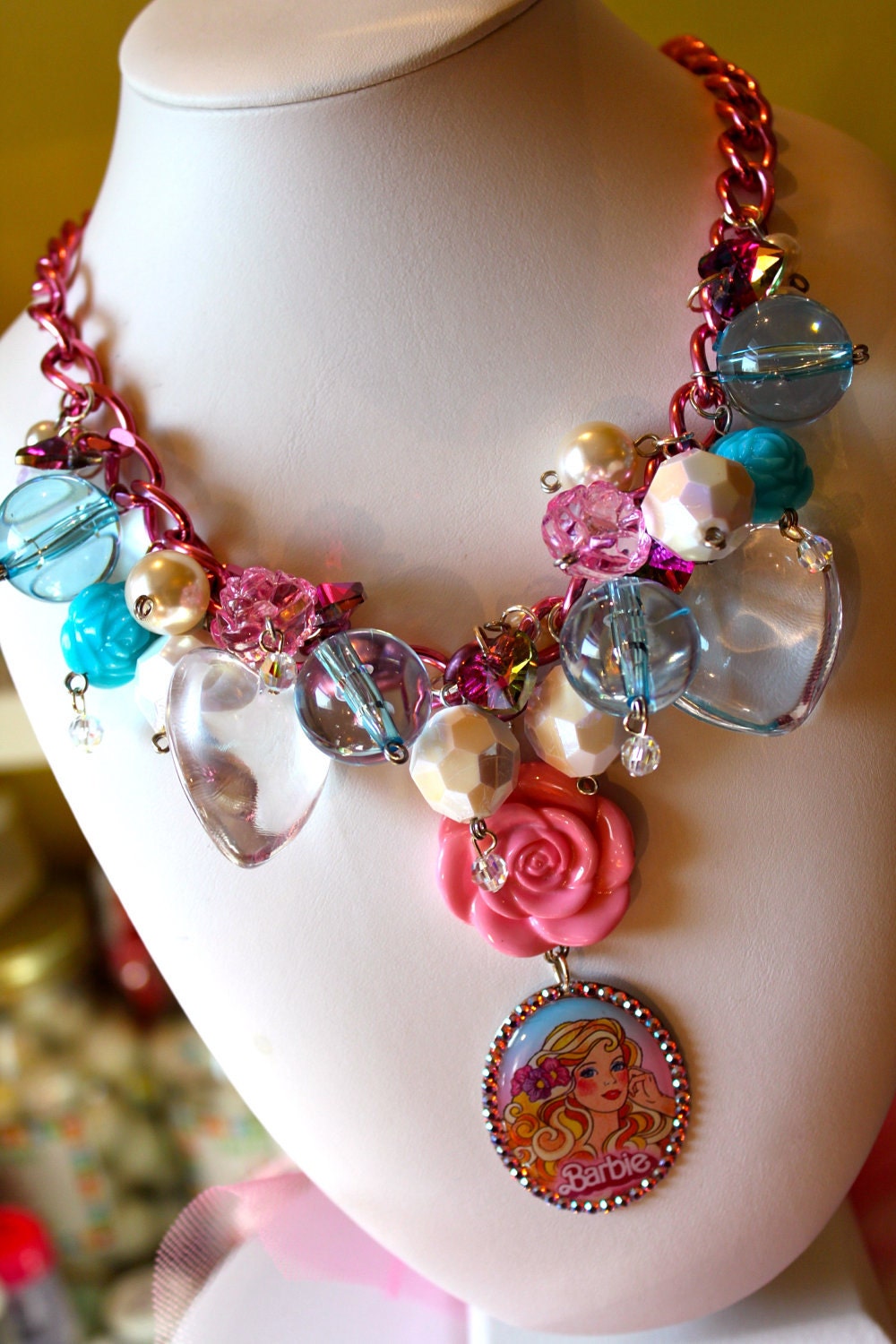 Barbie Baubles and Bling Chunky Candy Crystal Statement Necklace - Blushing Bride