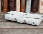 Blue Leather Sketchbook or Journal - Pale Blue Grey - Handbound Book - Cotton Rag Paper