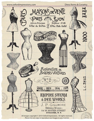 Dress Forms and Corsetry Rubber Stamp Collection