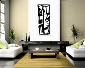 Mid Century Modern Art Painting, B & W Urban Graphic Art,  Abstract, Tribal, Primitive  - "Sacred" Art by Will Wieber 
