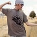 Jelk Jackalope tshirt - eco screenprint on coffee tri-blend American Apparel slim fit - adult unisex mens sizes XS, S, M, L, XL