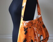 orange canvas shoulder bag // pleated purse // gifts for her // orange birds // made to order // the charlie bag