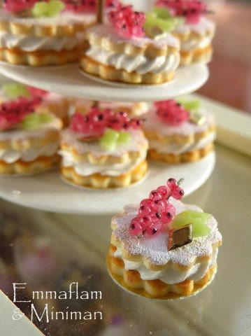 French Sables Chantilly Groseilles - Red Currant and Cream Shortbreads - 12th Scale Miniature Food