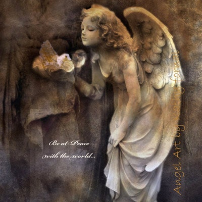 Angel Art Note Card - Angel Girl With Dove of Peace - Whimsical Fine Art Inspirational Photo Note Card - Angel Art Note Card