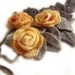 Freeform crochet lariat scarf necklace 3D flowers and leaves yellow peach gray grey