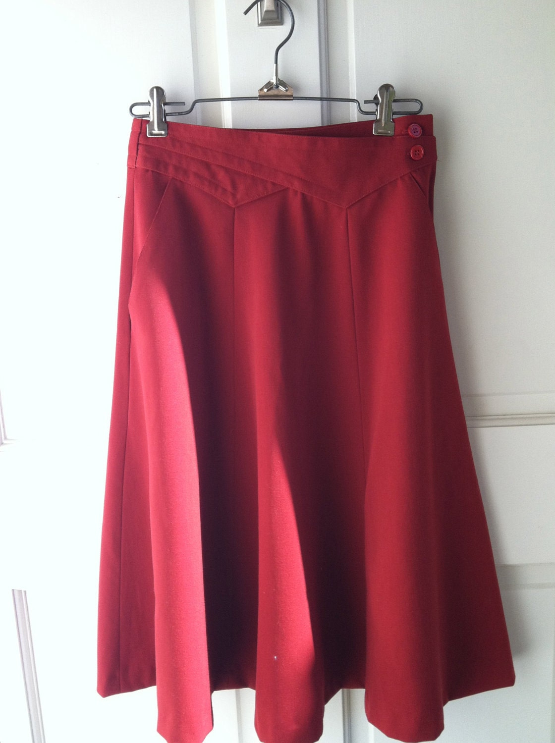 CLEARANCE 40s Style Deep Red Highwaist Full Skirt
