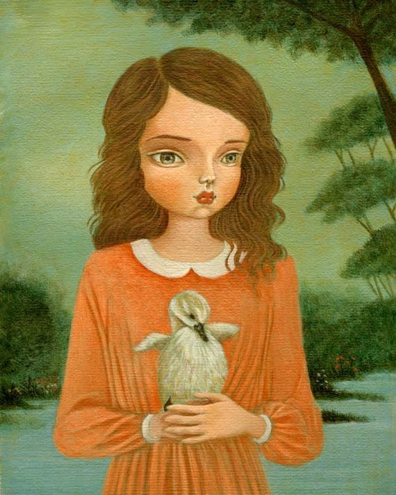 Cygnet, Girls Room Art, Children's Decor, Swan, Poster, Girl Art Print, Fairytale Art, Fairy Tale, Nursery Art, Children's Art, Cute, 8x10