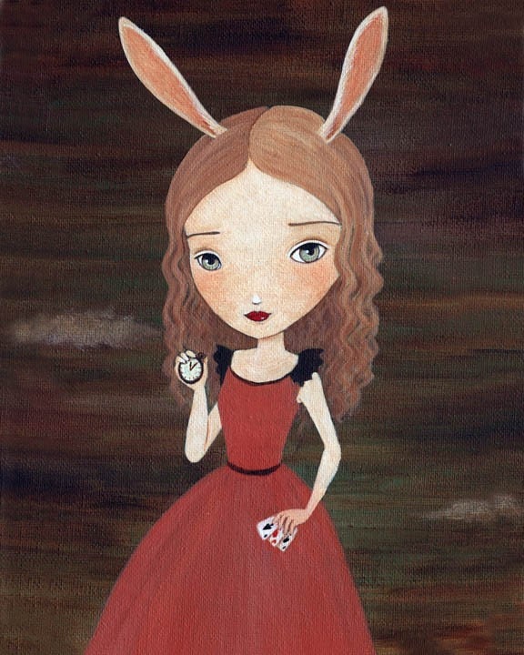 Alice In Wonderland Art, Children's Art, Girls Room Art, Poster, Children's Decor, Girl Art Print, Art for Kids - White Rabbit 8x10 Print