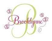 Initial and Name Vinyl Wall Decal with Butterflies - Baby Girl Nursery Teen Wall Decals 22H x 28W INA0015