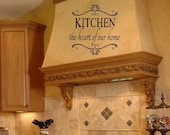Kitchen Wall Decals - Kitchen the Heart of Our Home Vinyl Wall Decal Saying Quote Transfer Stickers 22h x 22w QT0150