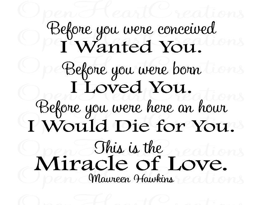 Before You Were Conceived I Wanted You - Nursery Wall Decal - Poem Maureen Hawkins - Baby Quote Saying 22h x 28w BA0190