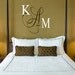 Three Initial Script and Block Wedding Monogram Decal - Baby Nursery Master Bedroom Wedding Decor 30H X 30W PD0023
