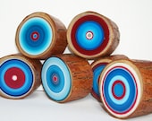 6 Tree Rings Modern Rustic Wall Hanging  Eco Friendly Unique Dimensional Art Customize Choose your colors