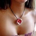 Red poppy necklace Floral Ceramic Jewelry