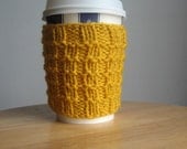 Sunflower Yellow Waffle Stitch Knit Coffee Cup Cozy Knit Coffee Sleeve Yellow Cup Cozy